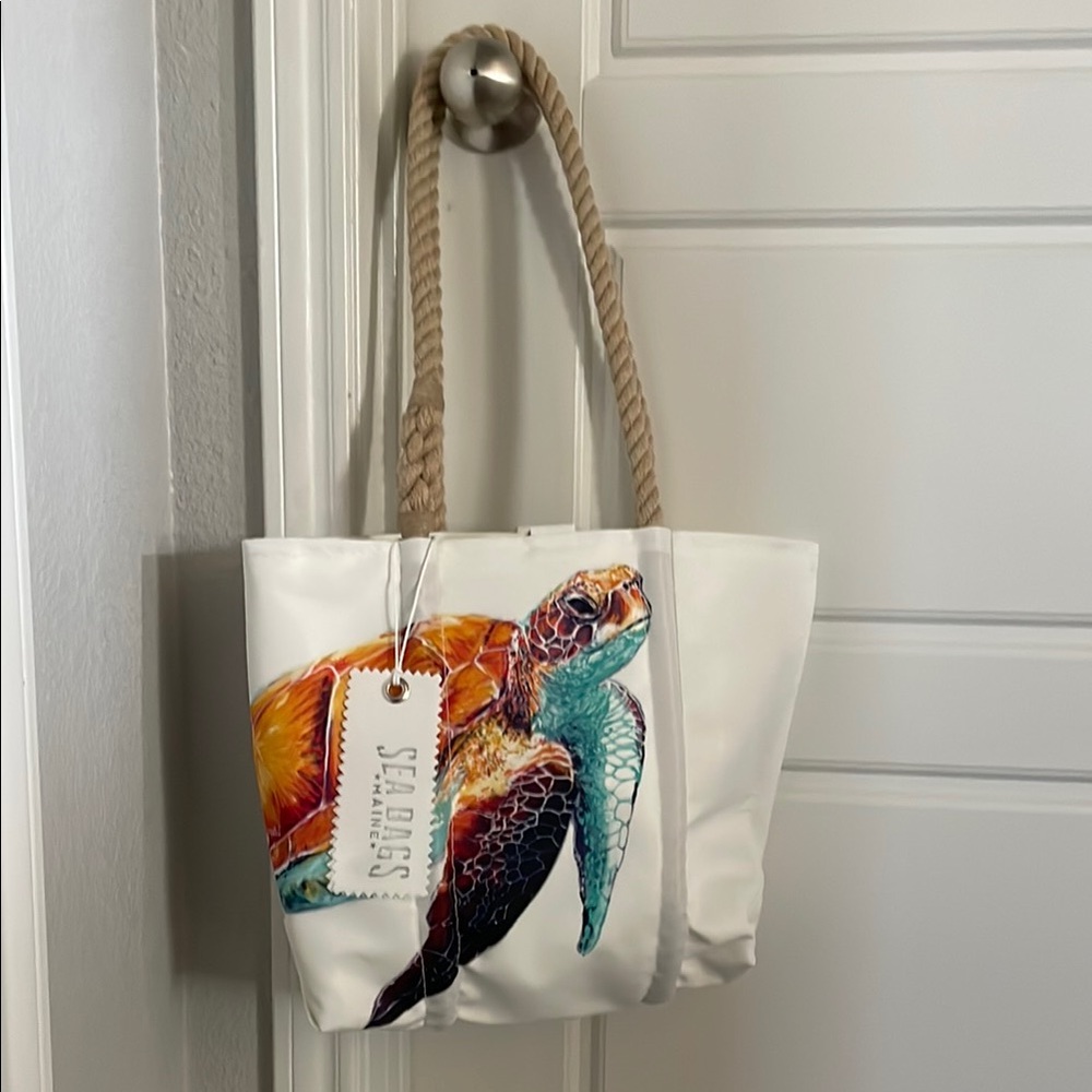 Sea Bags Maine White Tote Bag with Rope Handles